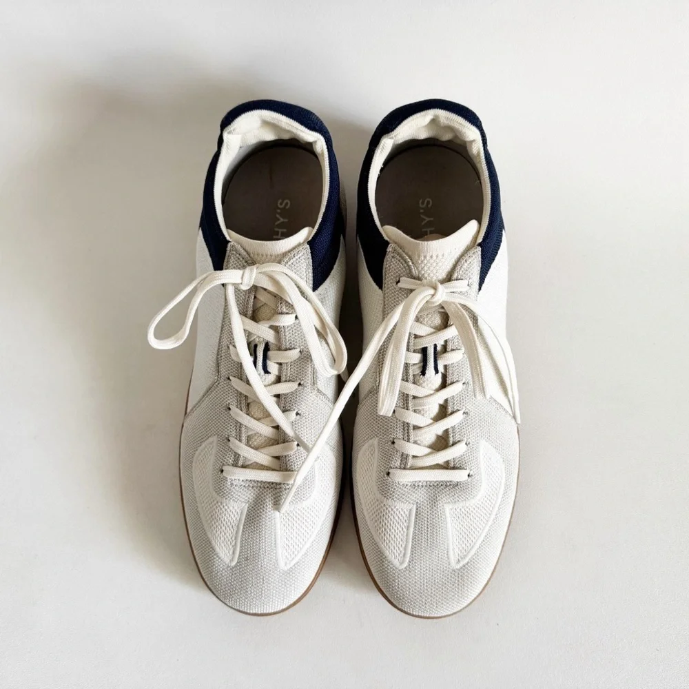 Rothys Mens RS01 Low Lace Up Sneaker US 12.5 EU 45 Off White Navy Casual Comfy - Picture 4 of 14